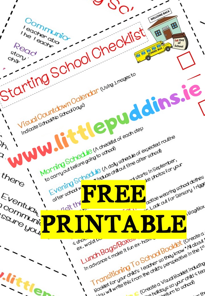 Starting School Checklist PDF 3 Little Puddins